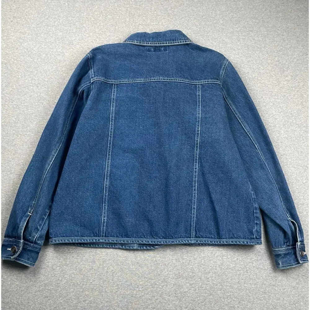 90s VTG Cherokee Denim Jacket Womens S Blue Jean Button Up Western Retro Preppy